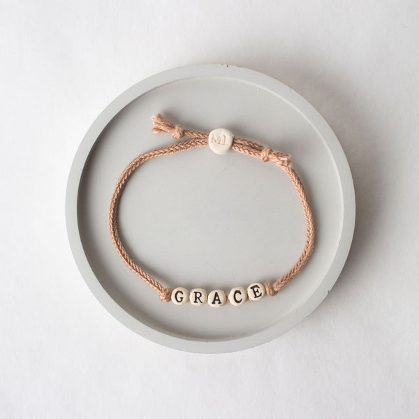 GRACE - Friendship Bracelet on Hand-woven Cotton Cord