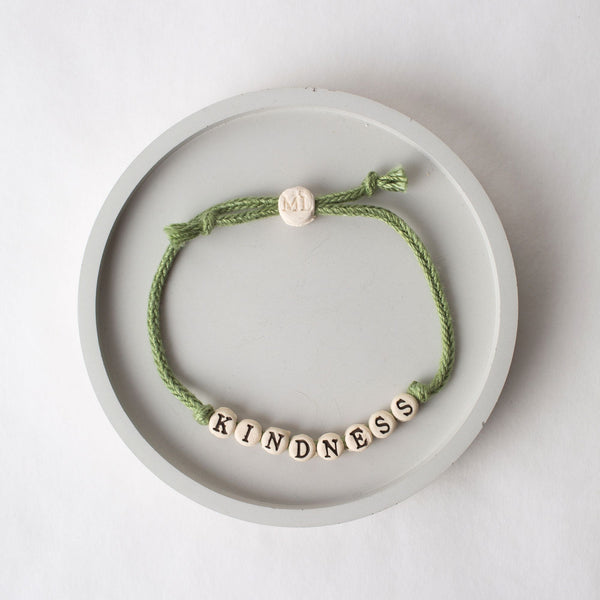 KINDNESS - Friendship Bracelet on Hand-woven Cotton Cord